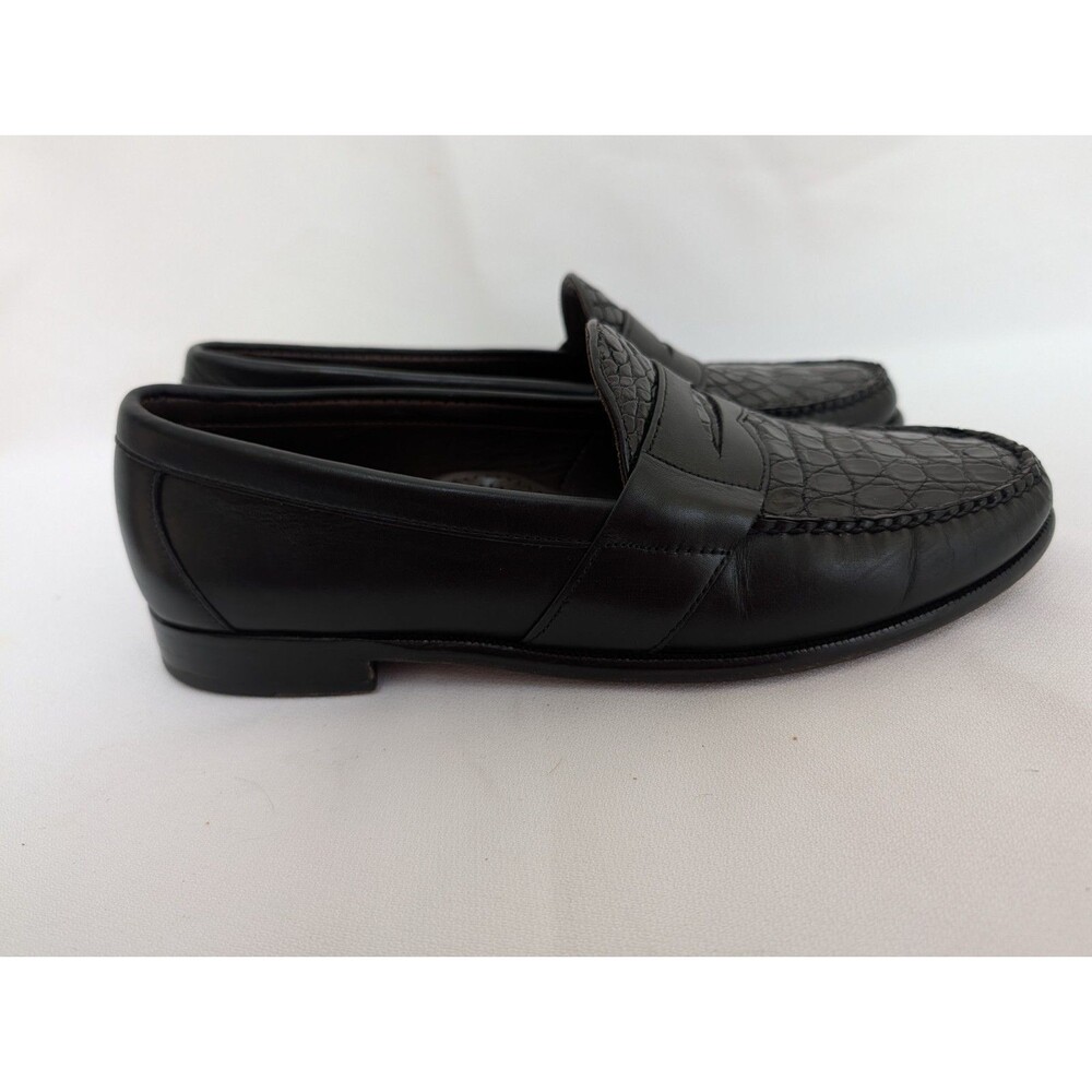 Cole Haan Genuine Crocodile Leather Loafers Sz 10? Black Slip On Dress Shoes US - Picture 7 of 11